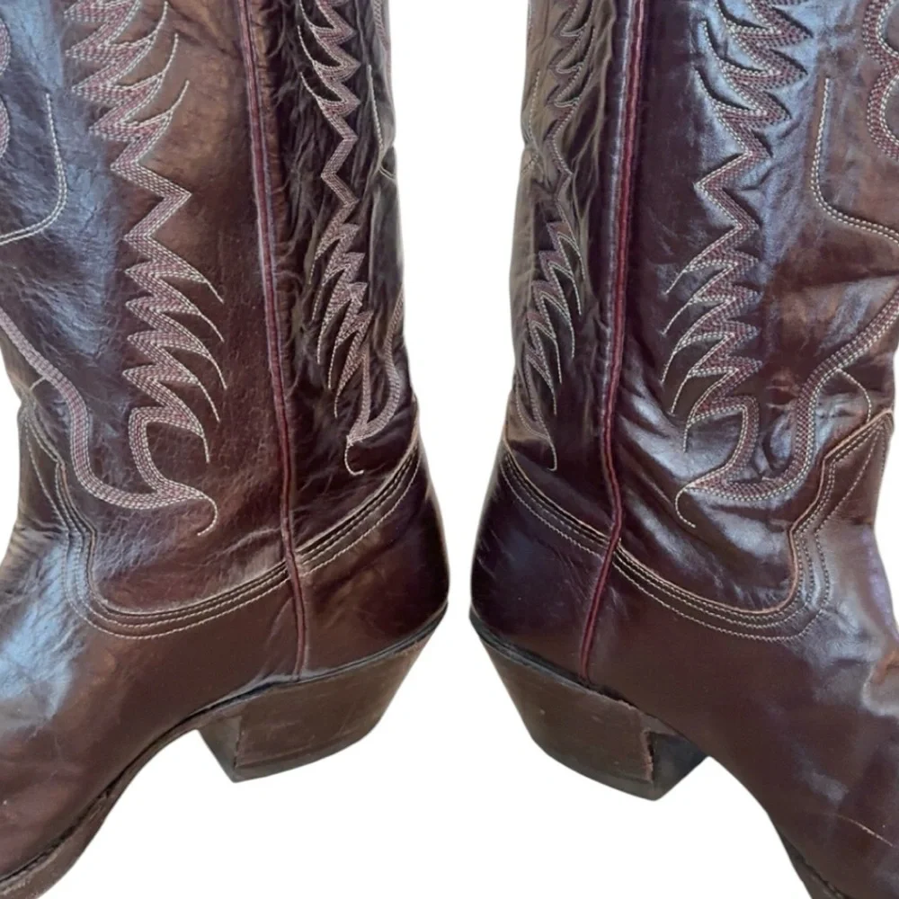 Nocona Jackpot‎ Vintage Style Brown Leather Cowboy Western Boots Size 9